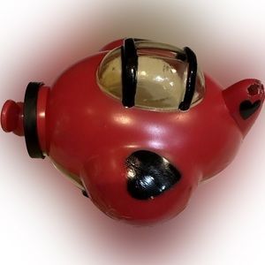 VTG 90’s FLAWED HALLMARK VALENTINE AIRPLANE BANK CANDY CONTAINER HEART RED BLACK